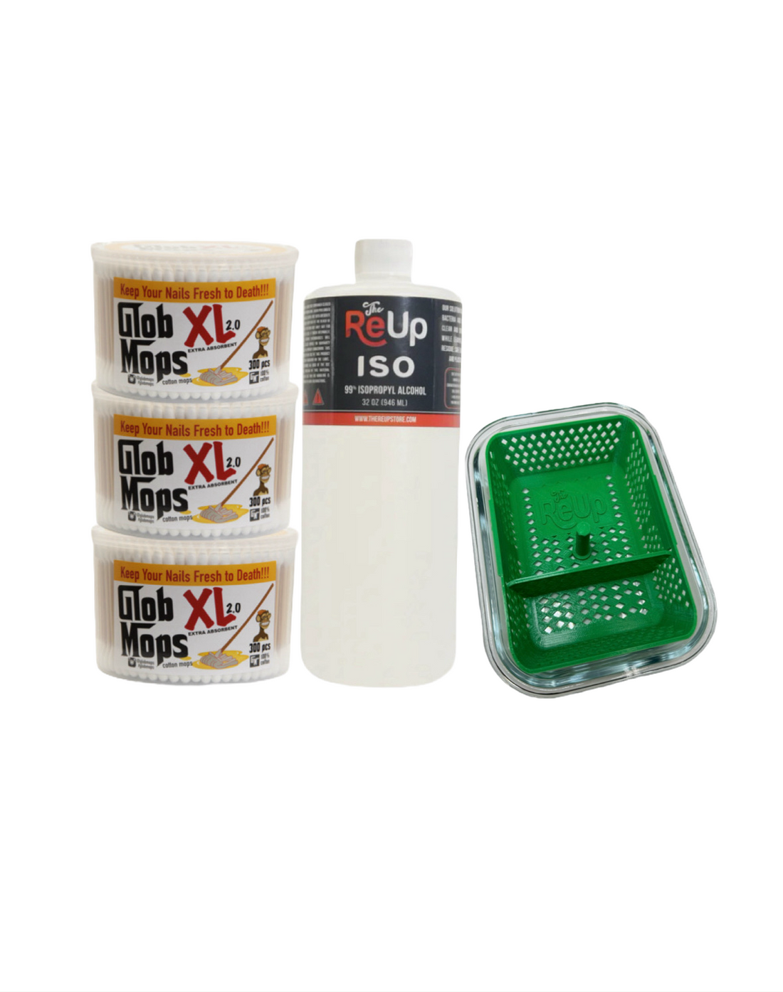 The Re Up 32oz ISO, Banger Soaker and Glob Mops XL 2.0 Bundle 3 Pack