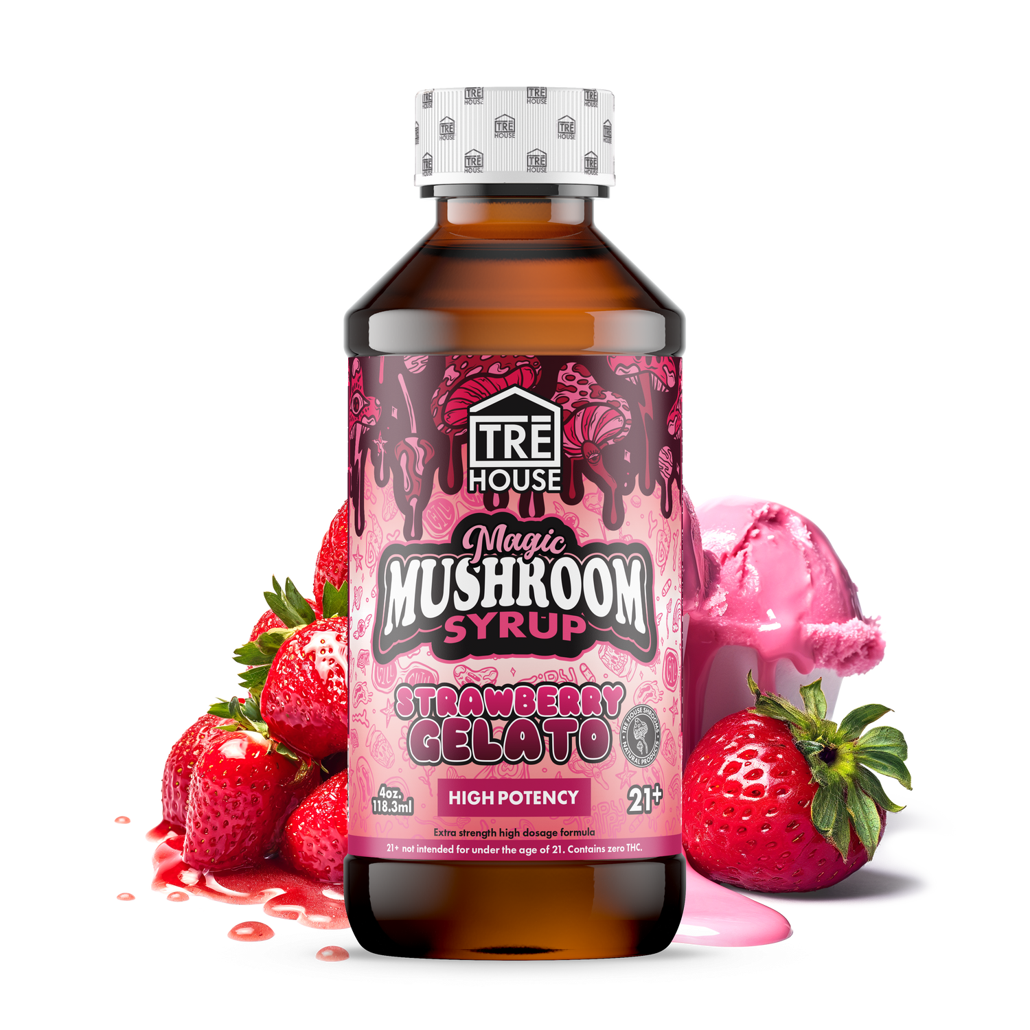 Magic Mushroom Syrup - Strawberry Gelato - 4oz