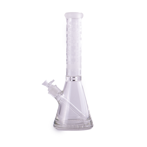 Frosted Bee Hive Beaker Bong - 12"