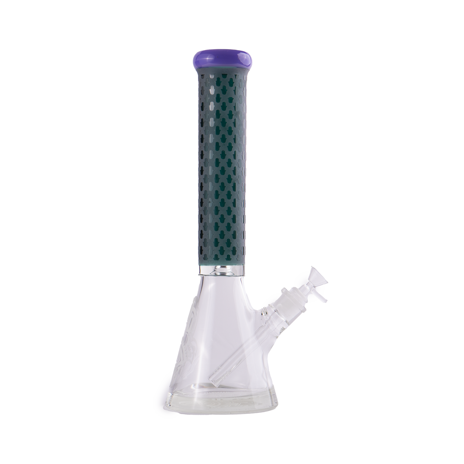 Colored Neck Sandblasted Beaker Bong - 14.5”