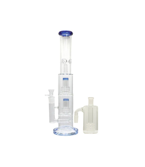 Double Perc Straight Tube and Ashcatcher Bundle - 18"