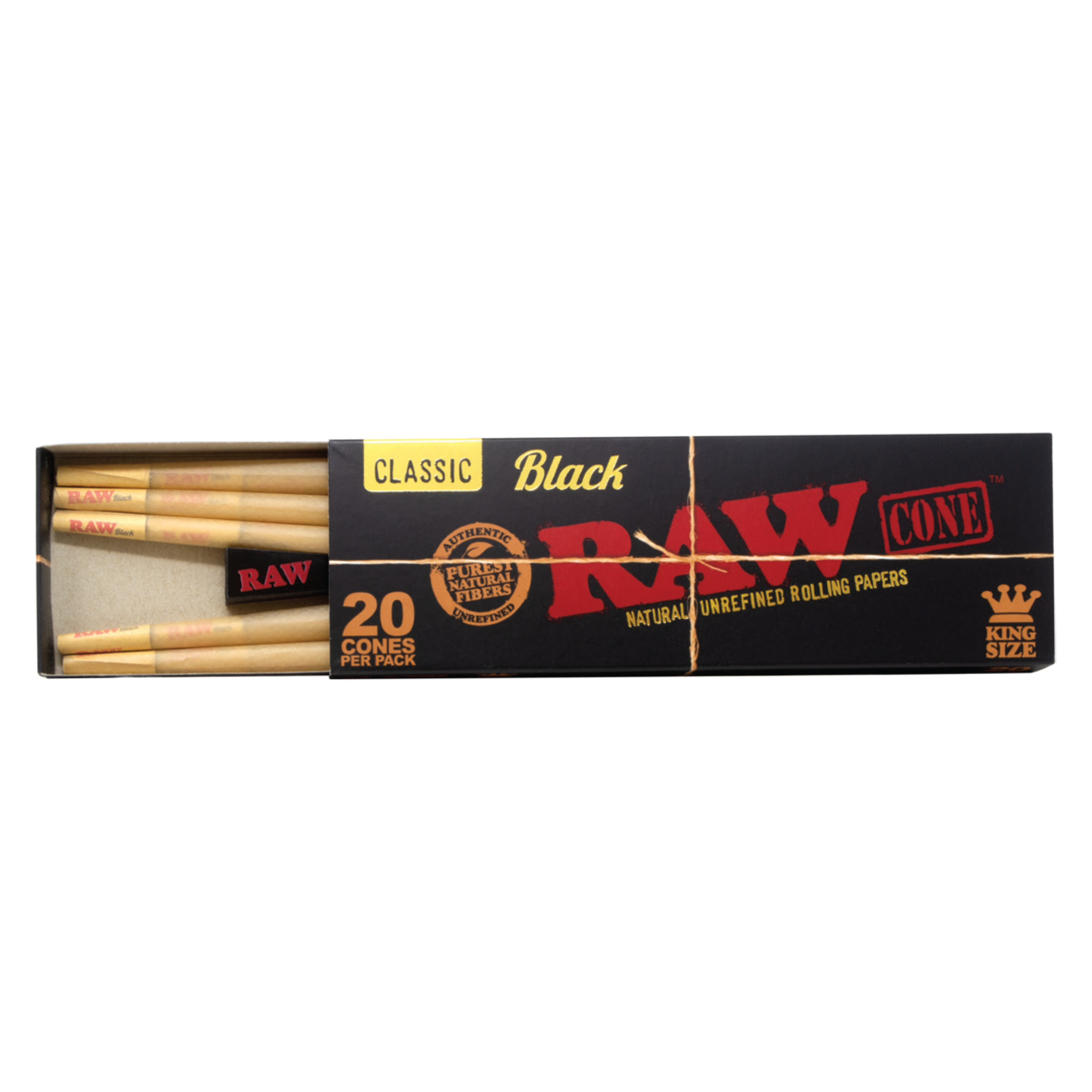 RAW Black Pre Rolled Cones - King Size / 20 Pack