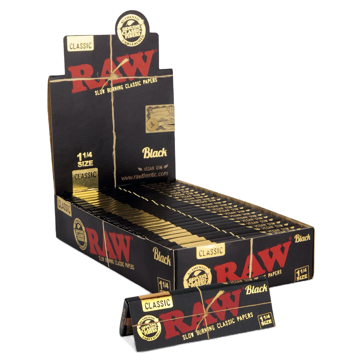 Raw Black Papers - 1 1/4 / Box of 24