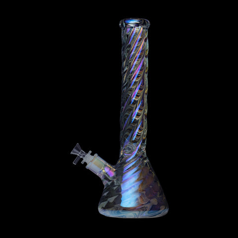 Twisted Iridescent Beaker - Human Grade