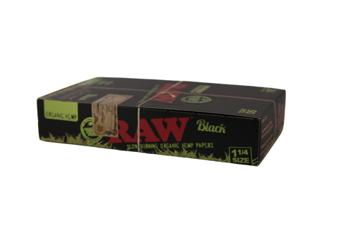 RAW Black Organic Hemp Papers - 1 1/4 / Box of 24