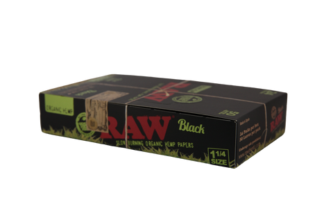 RAW Black Organic Hemp Papers - 1 1/4 / Box of 24