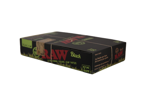 RAW Black Organic Hemp Papers - 1 1/4 / Box of 24