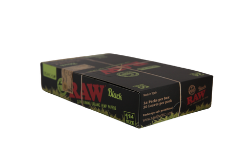 RAW Black Organic Hemp Papers - 1 1/4 / Box of 24