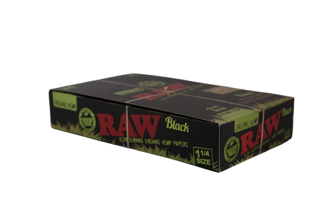 RAW Black Organic Hemp Papers - 1 1/4 / Box of 24