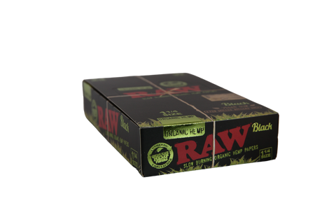 RAW Black Organic Hemp Papers - 1 1/4 / Box of 24