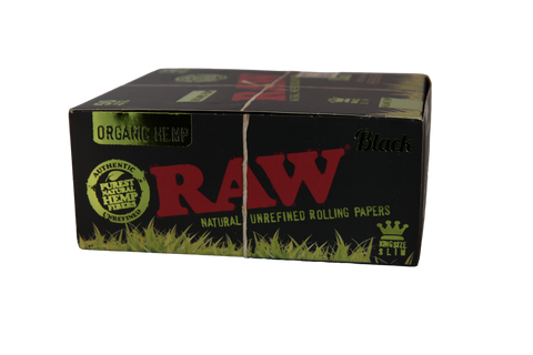 RAW Black Organic Hemp Papers - King Size Slim / Box of 50