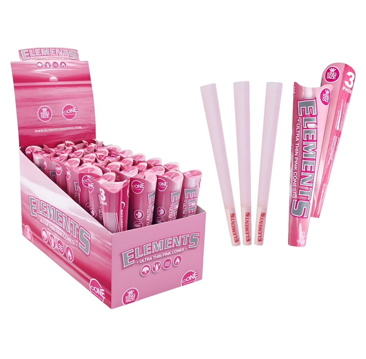 Elements Pink Cones 3pk- King Size