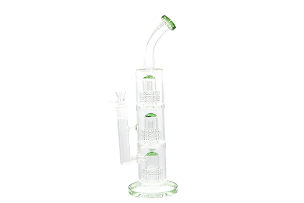 Triple Perc Bent Neck Water Pipe