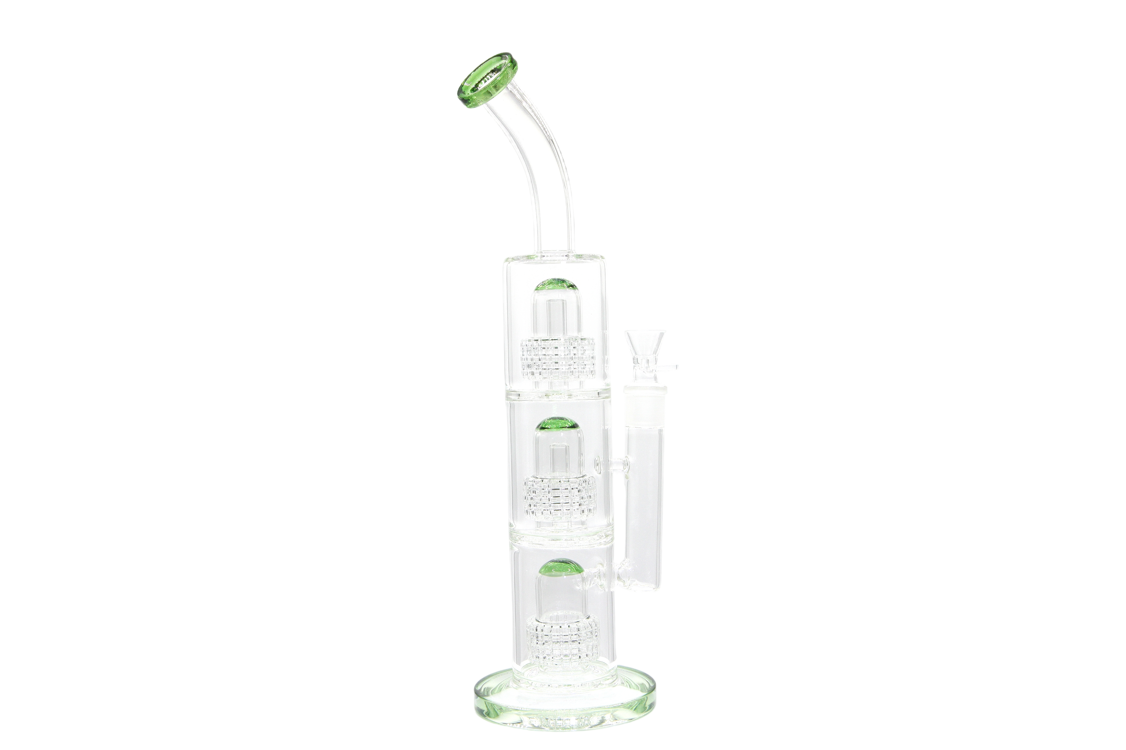 Triple Perc Bent Neck Water Pipe