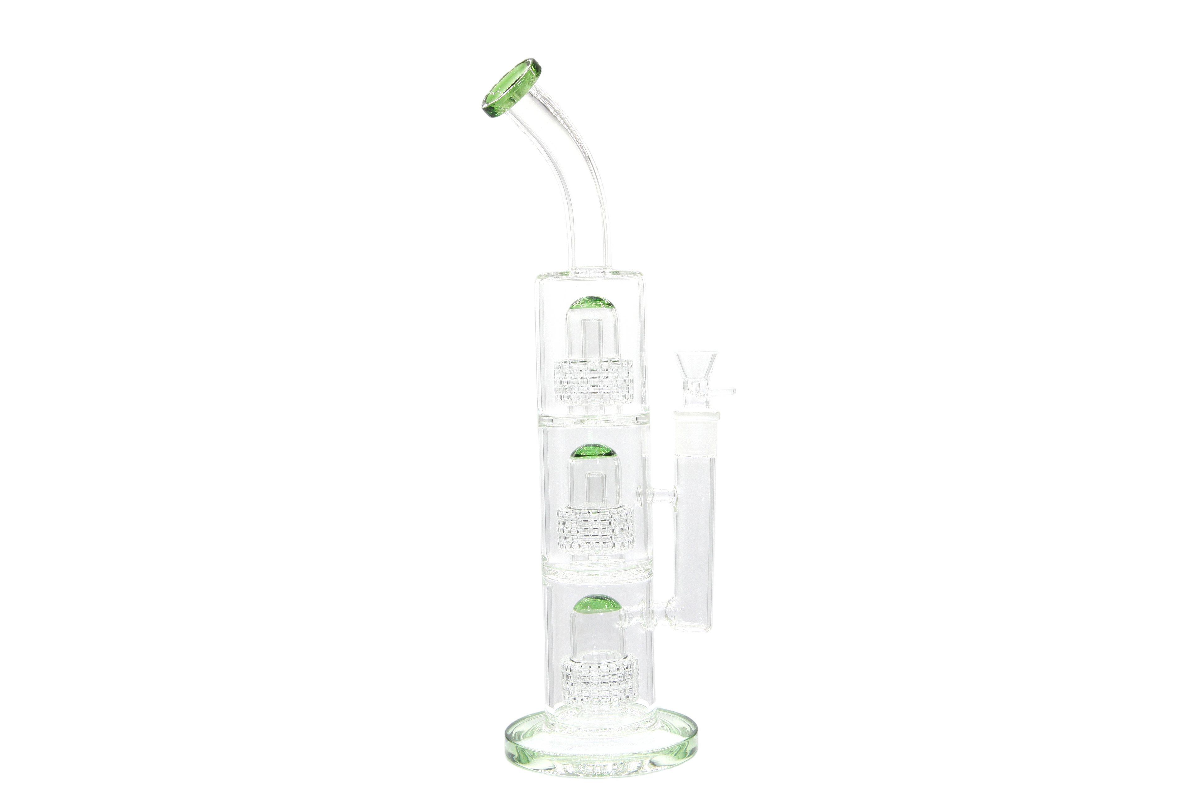 Triple Perc Bent Neck Water Pipe