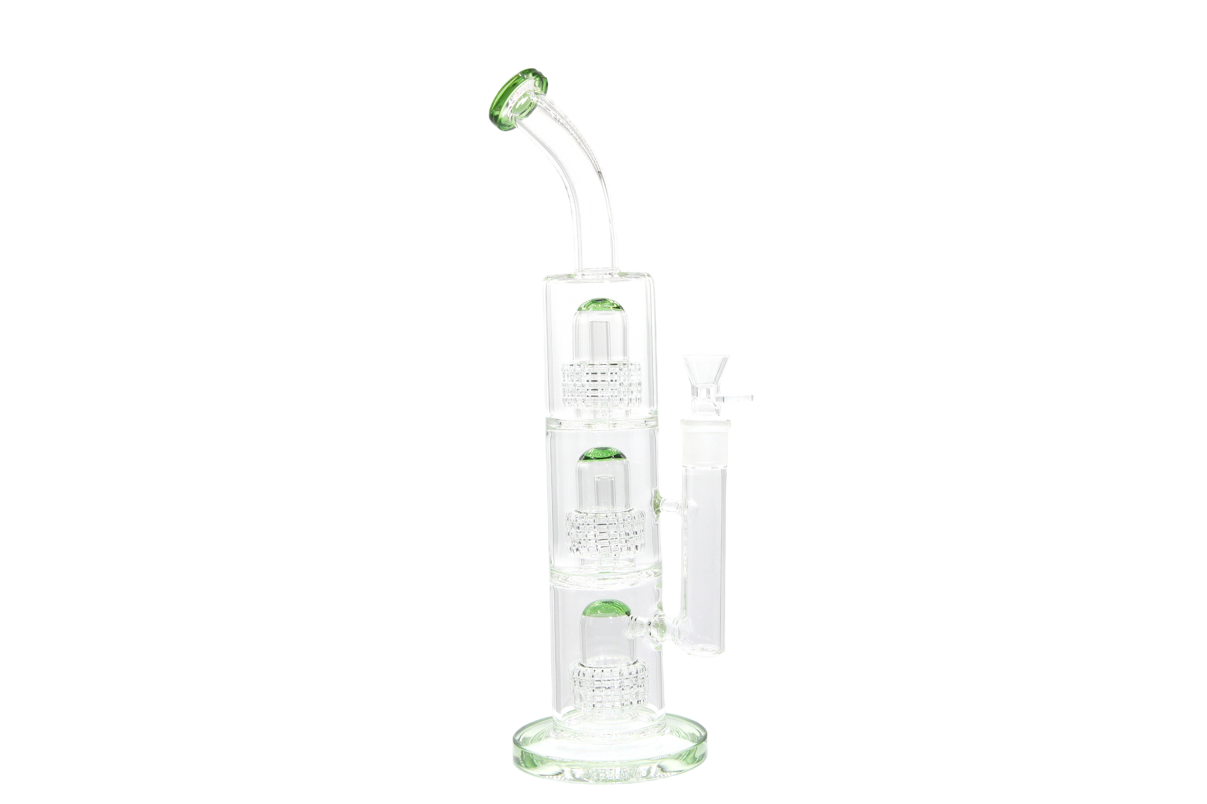 Triple Perc Bent Neck Water Pipe