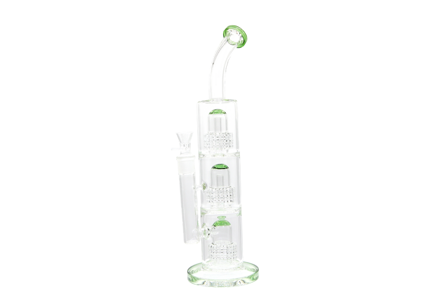 Triple Perc Bent Neck Water Pipe