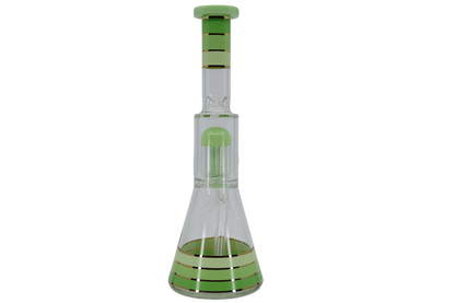 Striped Showerhead Beaker Bong - 12”