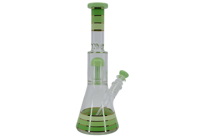 Striped Showerhead Beaker Bong - 12”