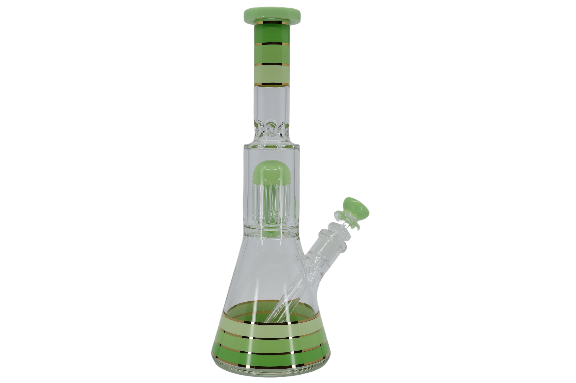 Striped Showerhead Beaker Bong - 12”