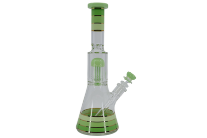 Striped Showerhead Beaker Bong - 12”