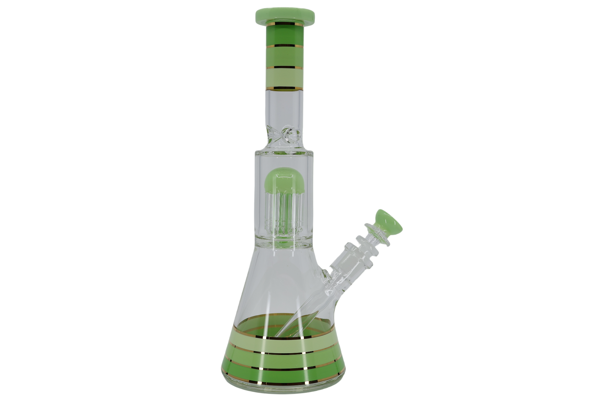 Striped Showerhead Beaker Bong - 12”