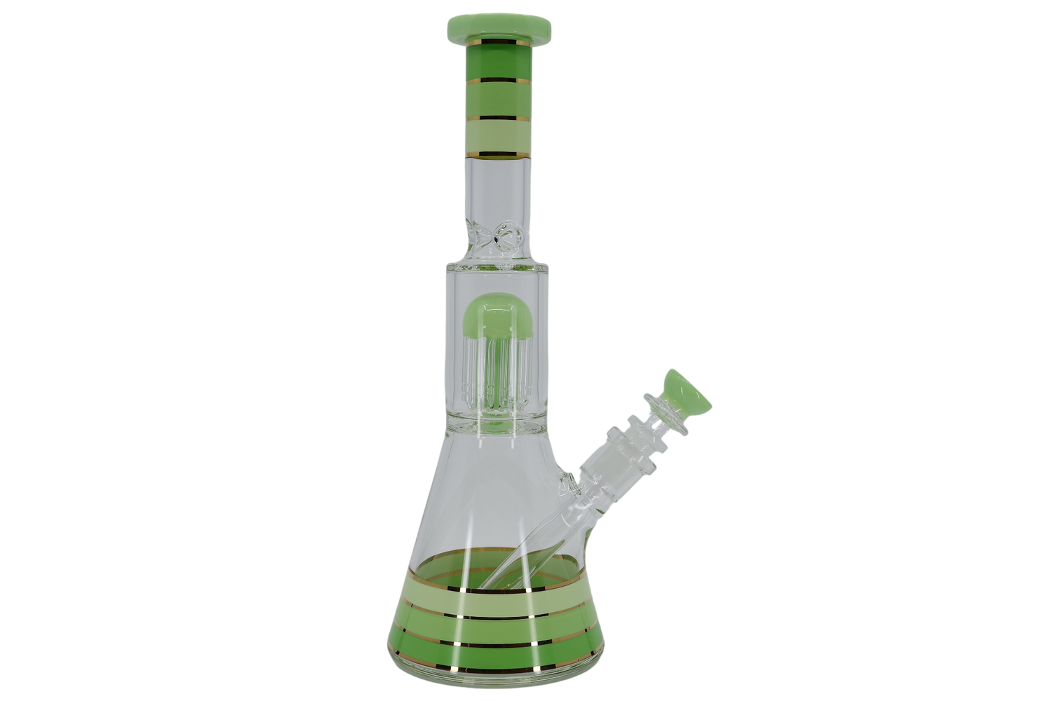 Striped Showerhead Beaker Bong - 12”