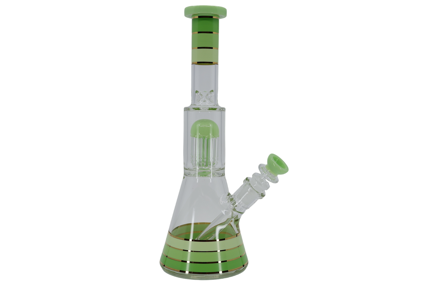 Striped Showerhead Beaker Bong - 12”