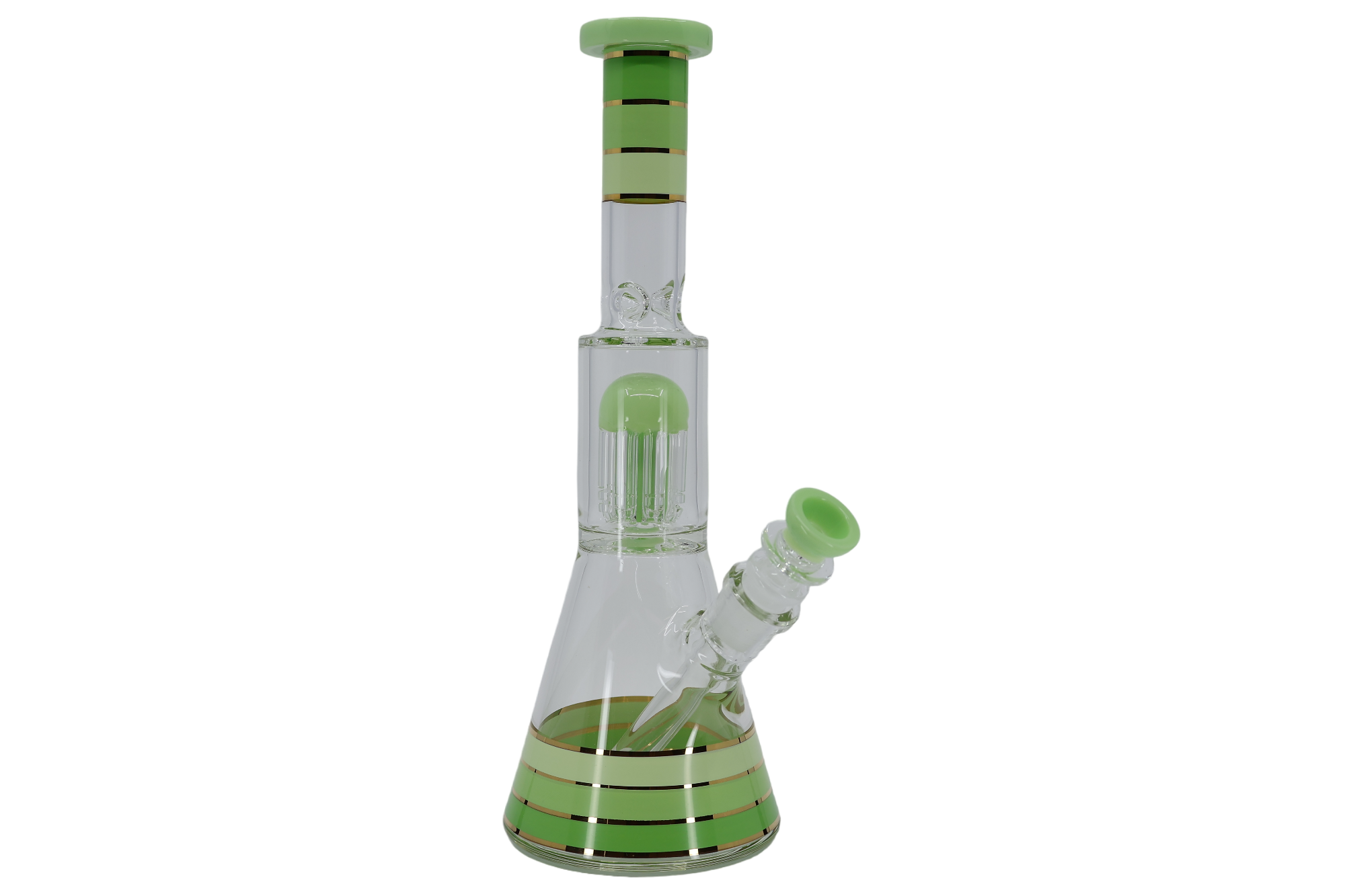 Striped Showerhead Beaker Bong - 12”