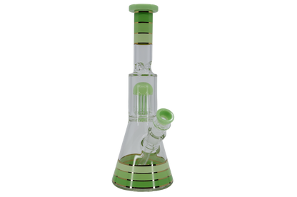 Striped Showerhead Beaker Bong - 12”