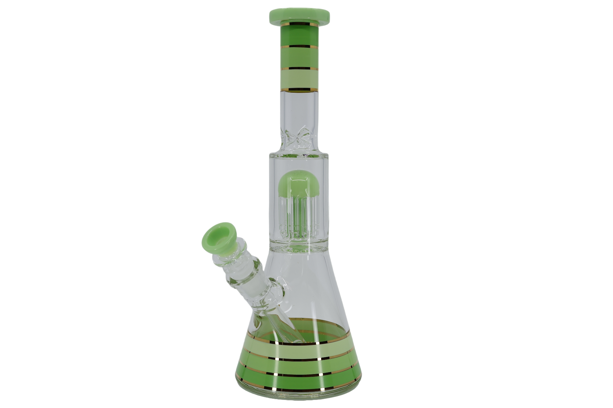 Striped Showerhead Beaker Bong - 12”