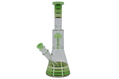 Striped Showerhead Beaker Bong - 12”