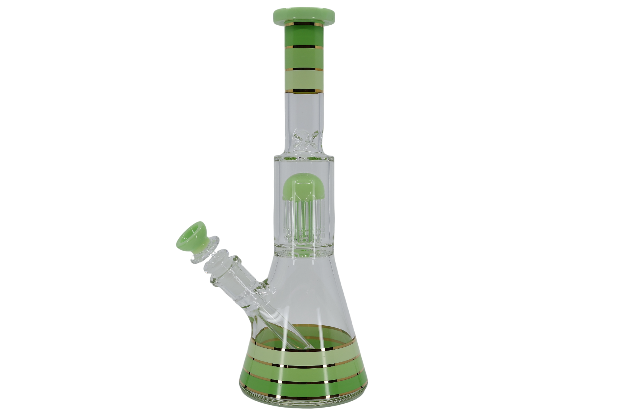 Striped Showerhead Beaker Bong - 12”